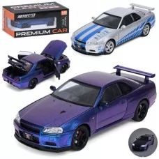 Машина AP-2124 АвтоСвіт, 1:24, метал, інерція, 21см, звук, світло, відчиняються двері/багажник/капот, гумові колеса, 2види, бат(табл), в коробці, 25,5-11-12,5см