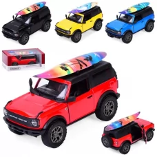 Машина KT5438WS інерція, метал, 1:34, 12,5см, дошка для серфінгу,відчиняються двері, гумові колеса, 4 кольори, в коробці, 16-7-7,5см