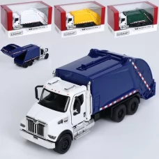 Мусоровозы KT11002W металл, инерция, 1:66, 15см, открываются двери, подвижные детали, резиновые колеса, 4 цвета, в коробке, 16-9-8см