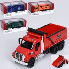 Самосвал KT11003W металл, инерция, 1:66, 13,5см, отв.двери, резиновые колеса, подвижные детали, 4 цвета, в коробке, 16-7-8см