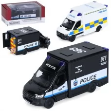 Транспорт спецслужб KT5479W металл, инерция, 1:48, 12см, полиция, открывающаяся дверь, резиновые колеса, 2 вида, в кор-ке, 16-7-7,5см