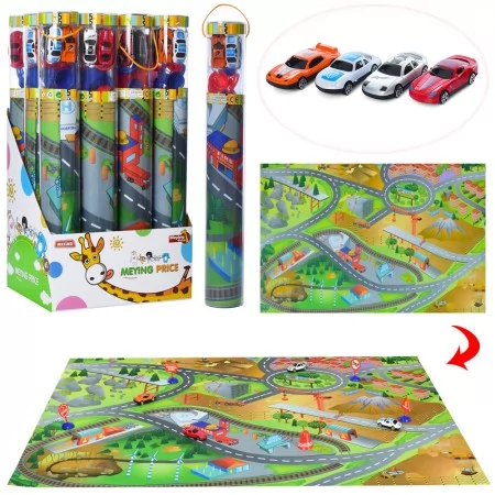 Набор машинок с ковриком город BabyToys 019A-26E инерционные 4шт