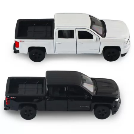 Автомодель - CHEVROLET SILVERADO 2017 перламутрово-белый, черный 
