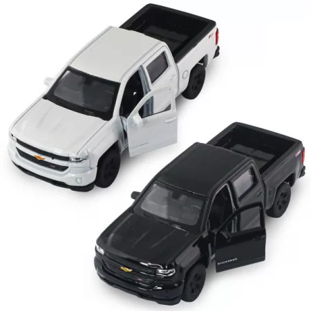 Автомодель - CHEVROLET SILVERADO 2017 перламутрово-белый, черный 