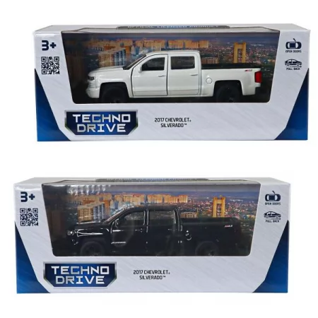 Автомодель - CHEVROLET SILVERADO 2017 перламутрово-белый, черный 