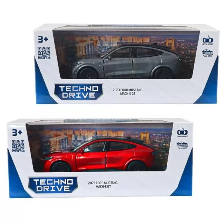 Автомодель - FORD MUSTANG MACH-E GT 2023 красный, серебристо-серый 