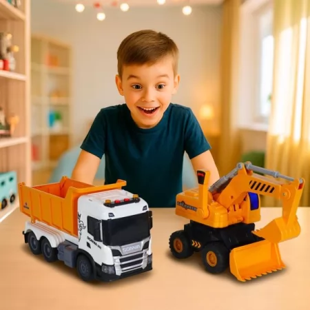 Ігровий набір серії "2 in 1 Truck" – САМОСКИД SCANIA І ЕКСКАВАТОР світло, звук 