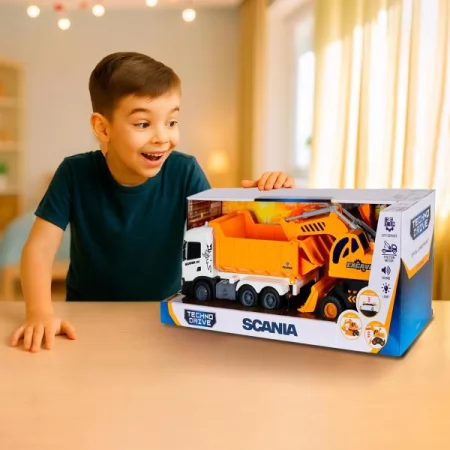 Ігровий набір серії "2 in 1 Truck" – САМОСКИД SCANIA І ЕКСКАВАТОР світло, звук 