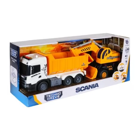 Ігровий набір серії "2 in 1 Truck" – САМОСКИД SCANIA І ЕКСКАВАТОР світло, звук 