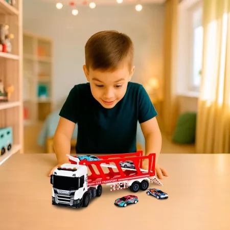 Ігровий набір серії "Large Truck" – АВТОПЕРЕВІЗНИК SCANIA автоперевізник, 4 машини, світло, звук 