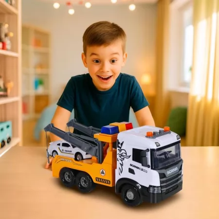 Ігровий набір серії "Mid Truck" – ЕВАКУАТОР SCANIA З МАШИНОЮ ПОЛІЦІЇ світло, звук Ігровий набір серії "Mid Truck" – ЕВАКУАТОР SCANIA З МАШИНОЮ ПОЛІЦІЇ світло, звук