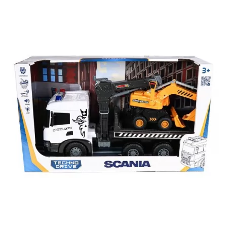 Ігровий набір серії "Super Big Truck" – АВТОКРАН SCANIA З ЕКСКАВАТОРОМ світло, звук 