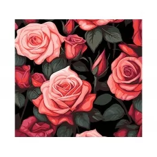 Набір для розпису по номерах Трояндова мрія на чорному фоні 40х40 см, Strateg AV4040-74