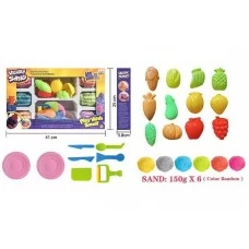 Кинетический песок BabyToys 1901 с формами, 900 г, 6 цветов