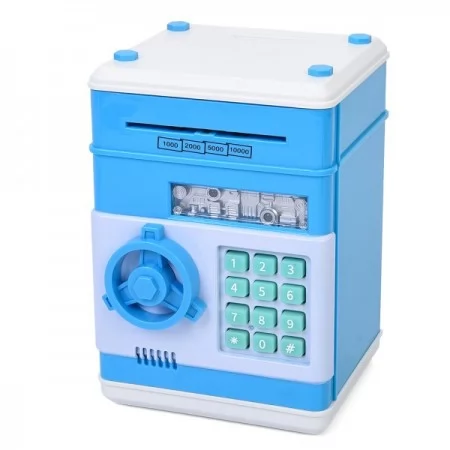 Копилка MK 4524 сейф с кодом, 18,5см, затягивает купюры, звук,свет, микс цветов, на бат-ке,в кор-ке