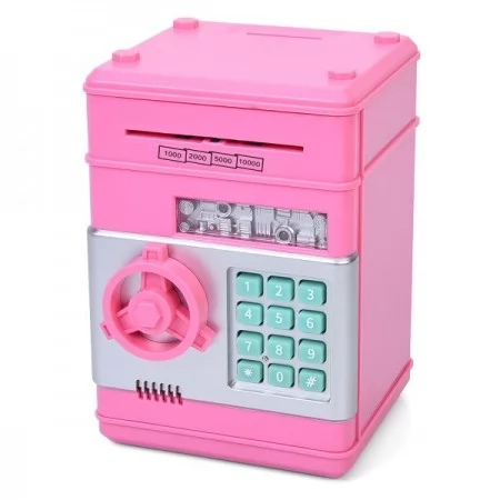 Копилка MK 4524 сейф с кодом, 18,5см, затягивает купюры, звук,свет, микс цветов, на бат-ке,в кор-ке