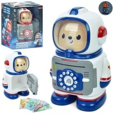 Копилка MK 5061 космонавт, 24-16-12см, сейф с кодом, затягивает купюры, звук, свет, 2 цвета, на бат, в кор-ке