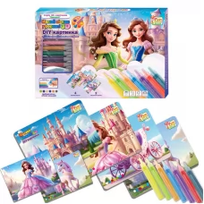  Малюй піском 66583 "4FUN Game Club", 6 карток, 6 кольорів піску, щітка, в коробці