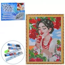 Алмазна мозаїка BabyToys MK 5381 Дівчина з калиною 30-40 см