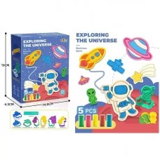 Тесто для ліплення BabyToys Космос, 5 кольорів з молдами