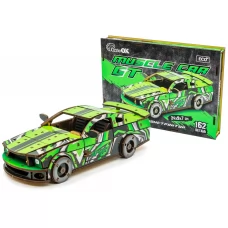Дерев'яний 3D конструктор зелений Muscle Car, 162 деталі, PuzzleOk Puz-00946