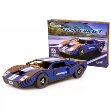 Дерев'яний 3D конструктор синій Fast Car GT, 164 деталі, PuzzleOk Puz-26915