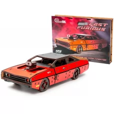 Дерев'яний 3D конструктор червоний Fast Furous, 125 деталей, PuzzleOk Puz-62520