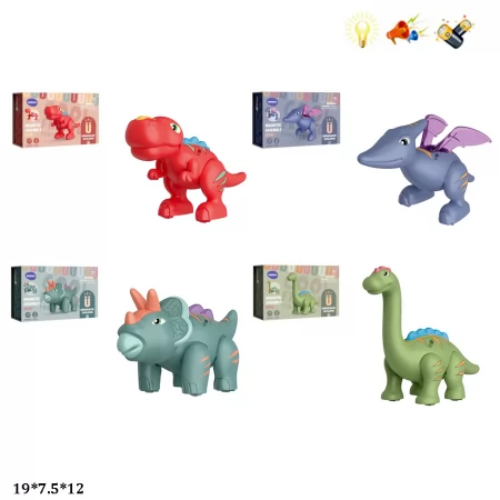 Магнітний конструктор BabyToys U201 динозаври зі звуком 7 деталей