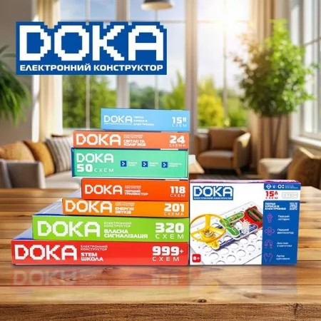 Электронный конструктор Doka Первые шаги в электронике Набор А, 15 Схем D70709