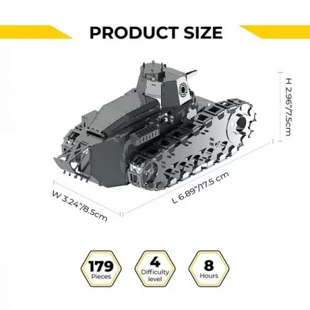 Коллекционная модель-конструктор Metal Time Nimble Fighter механический танк Renault FT-17 MT010 Коллекционная модель-конструктор Metal Time Nimble Fighter механический танк Renault FT-17 MT010