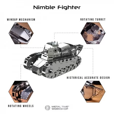 Коллекционная модель-конструктор Metal Time Nimble Fighter механический танк Renault FT-17 MT010 Коллекционная модель-конструктор Metal Time Nimble Fighter механический танк Renault FT-17 MT010
