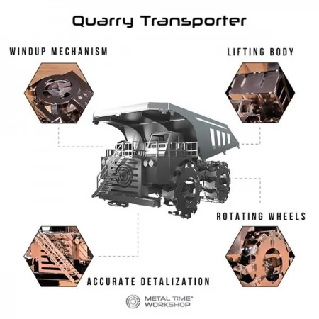 Колекційна модель-конструктор Metal Time Quarry Transporter Кар'єрний самоскид механічний MT014