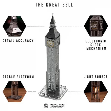 Коллекционная модель-конструктор Metal Time The Great Bell Часовая башня Биг-Бен настольные часы MT077 Коллекционная модель-конструктор Metal Time The Great Bell Часовая башня Биг-Бен настольные часы MT077