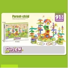 Конструктор блочный BabyToys 389-3 Цветочный сад 91 деталь с фигурками