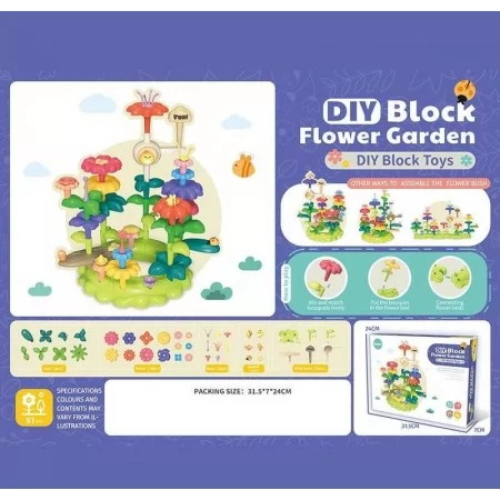 Блочный конструктор BabyToys 906C Цветочная поляна 51 элемент