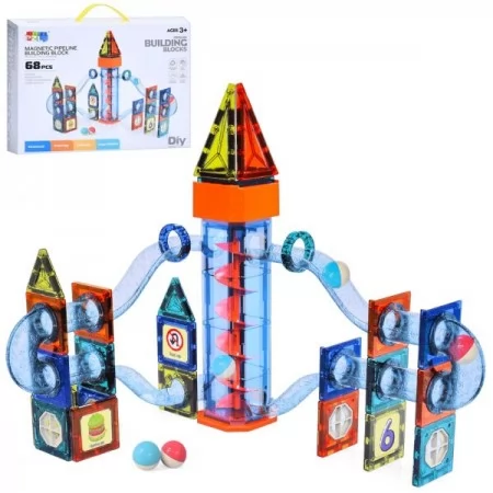 Магнітний конструктор-лабіринт BabyToys 9935B, 68 деталей, на батарейках