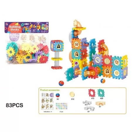Конструктор блочный BabyToys HL-22 с туннелями и шариками 83 элемента