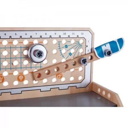 Конструктор Hape Junior Inventor шестеренки Научный верстак настольный 58 деталей E3028