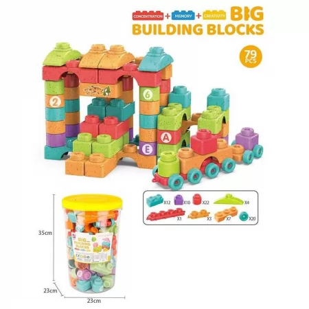 Конструктор пластиковий BabyToys 79 деталей у відрі