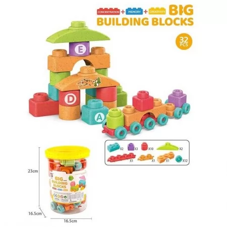 Блочный конструктор BabyToys JX 6887, 32 детали, ведро