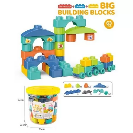 Блочный конструктор BabyToys JX 6890 63 детали в ведре