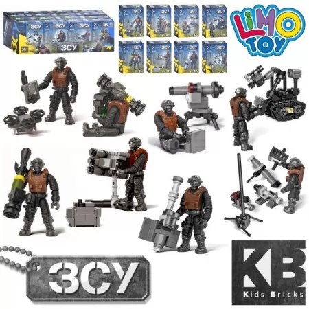 Конструктор KB 1129 військовий, фігурка-солдат, зброя, від 31дет, в кор-ці, 16шт(8видів) в дисплеї