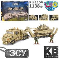 Конструктор KB 1154 військовий, військова машина/трейлер, танк, фігурки, 1138дет, в кор-ці