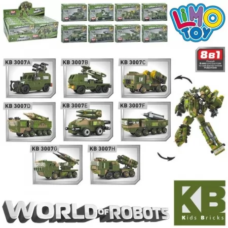 Конструктор военная машина KB 3007, 124 детали, 8в1