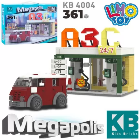Конструктор KB 4004 АЗС, машинка, 361дет, в кор-ці