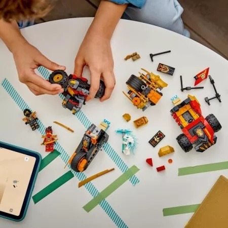 Конструктор LEGO® NINJAGO® Комбіновані транспортні засоби Кая та Коула Іграшка, 394 деталі Конструктор LEGO® NINJAGO® Комбіновані транспортні засоби Кая та Коула Іграшка, 394 деталі