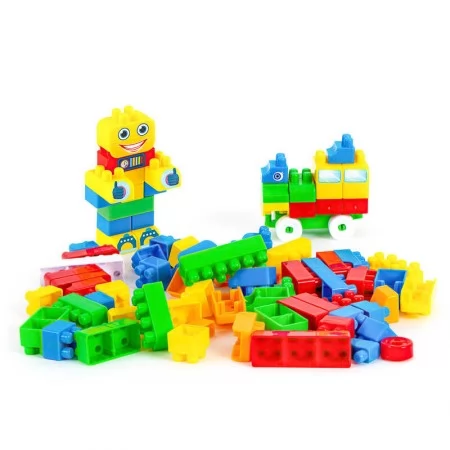 Конструктор блочный Bamsic Mini Blocks 105 деталей с наклейками