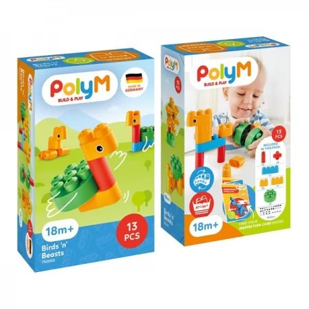 Конструктор PolyM Птахи та звірята 13 деталей