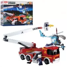 Конструктор SLUBAN M38-B0627 пожарная машина,вертолет,фигурки,394дет,кор