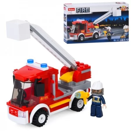 Конструктор SLUBAN M38-B0632 пожарная машина, фигурка, 136дет, в кор-ке